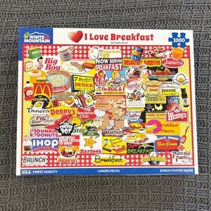 White Mountain I Love Breakfast Puzzle 1,000 Piece Bacon Pancakes Nostalgia